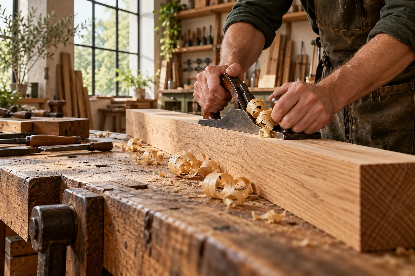 Travail artisanal du bois dans un atelier